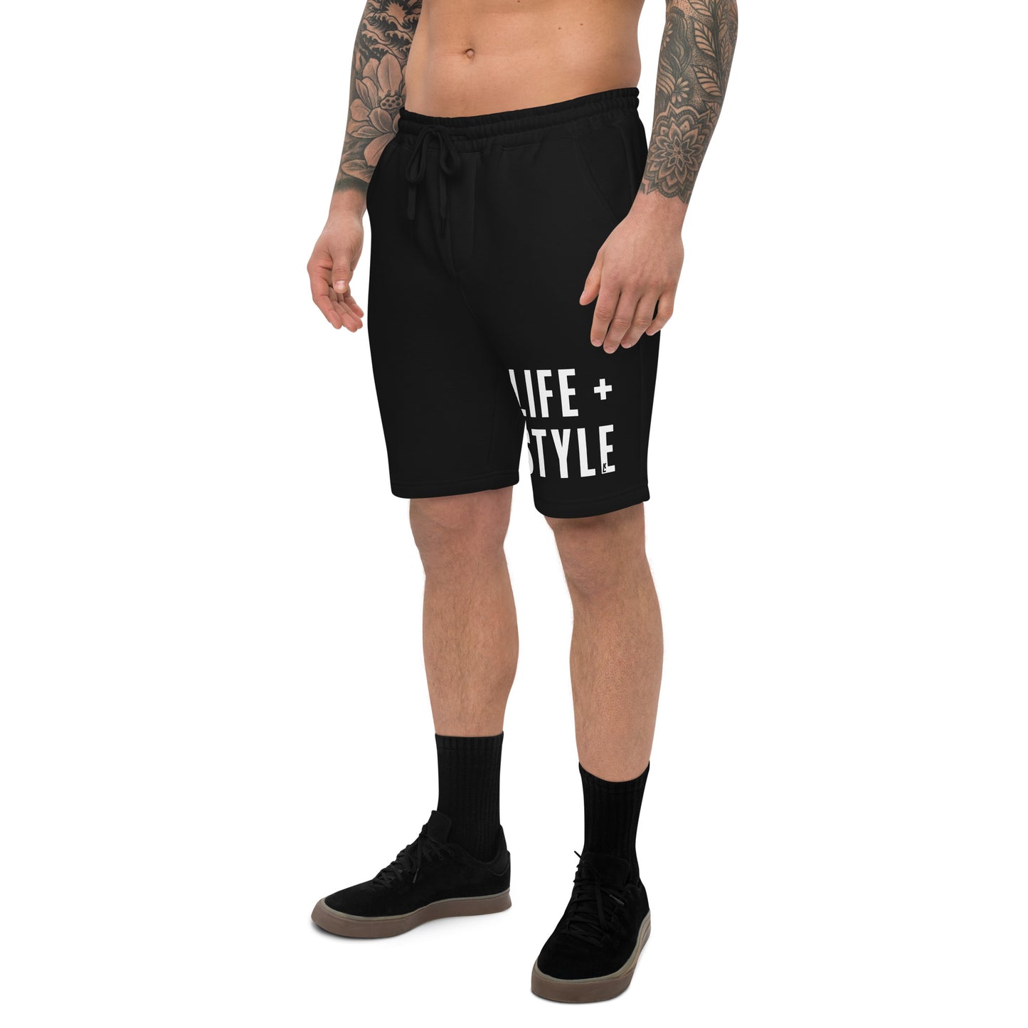 Fleece "Life + Style" Shorts (Black/White)