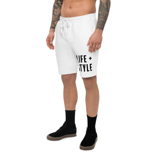 Fleece "Life + Style" Shorts (White/Black)