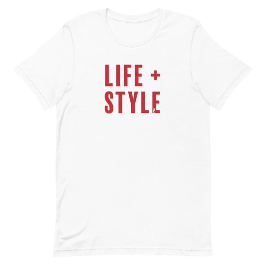 "Life + Style" T-Shirt (White/Red)